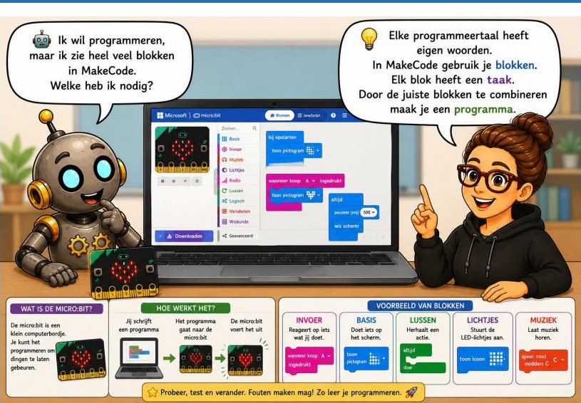 Robot wil blokken leren in MakeCode