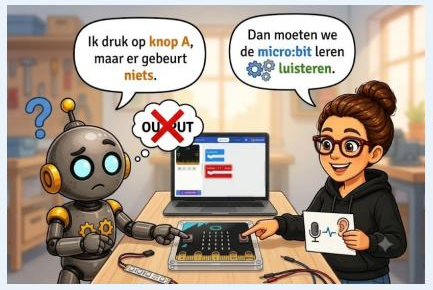 Robot drukt op knop A maar er gebeurt niets