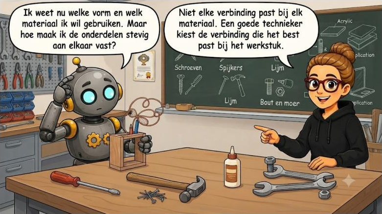 Hoe maak ik de onderdelen stevig aan elkaar vast?