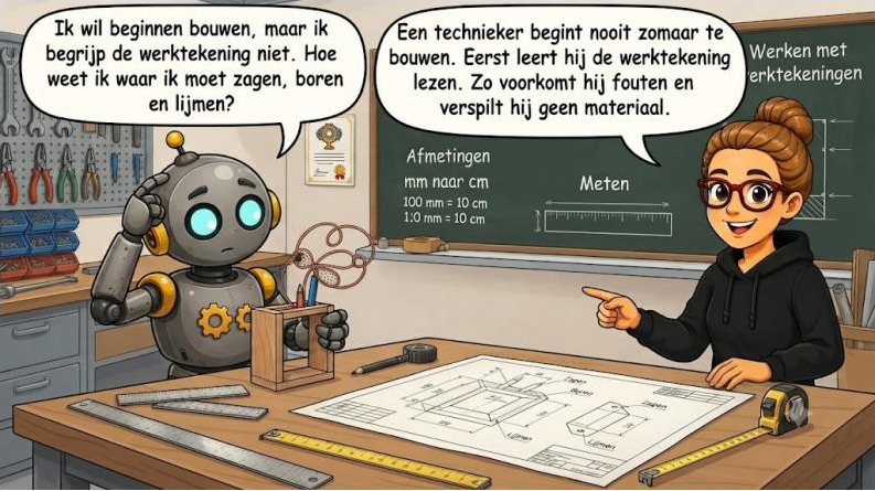 Robot wil beginnen, maar begrijpt de werktekening niet