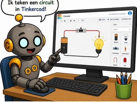 Robot tekent een circuit in Tinkercad