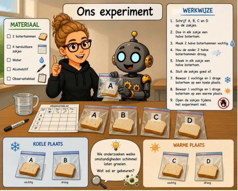 Het schimmelexperiment met vier zakjes