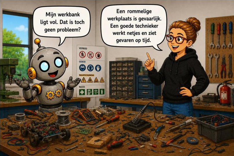 Rommelige werkbank: een goede technieker ziet gevaren op tijd