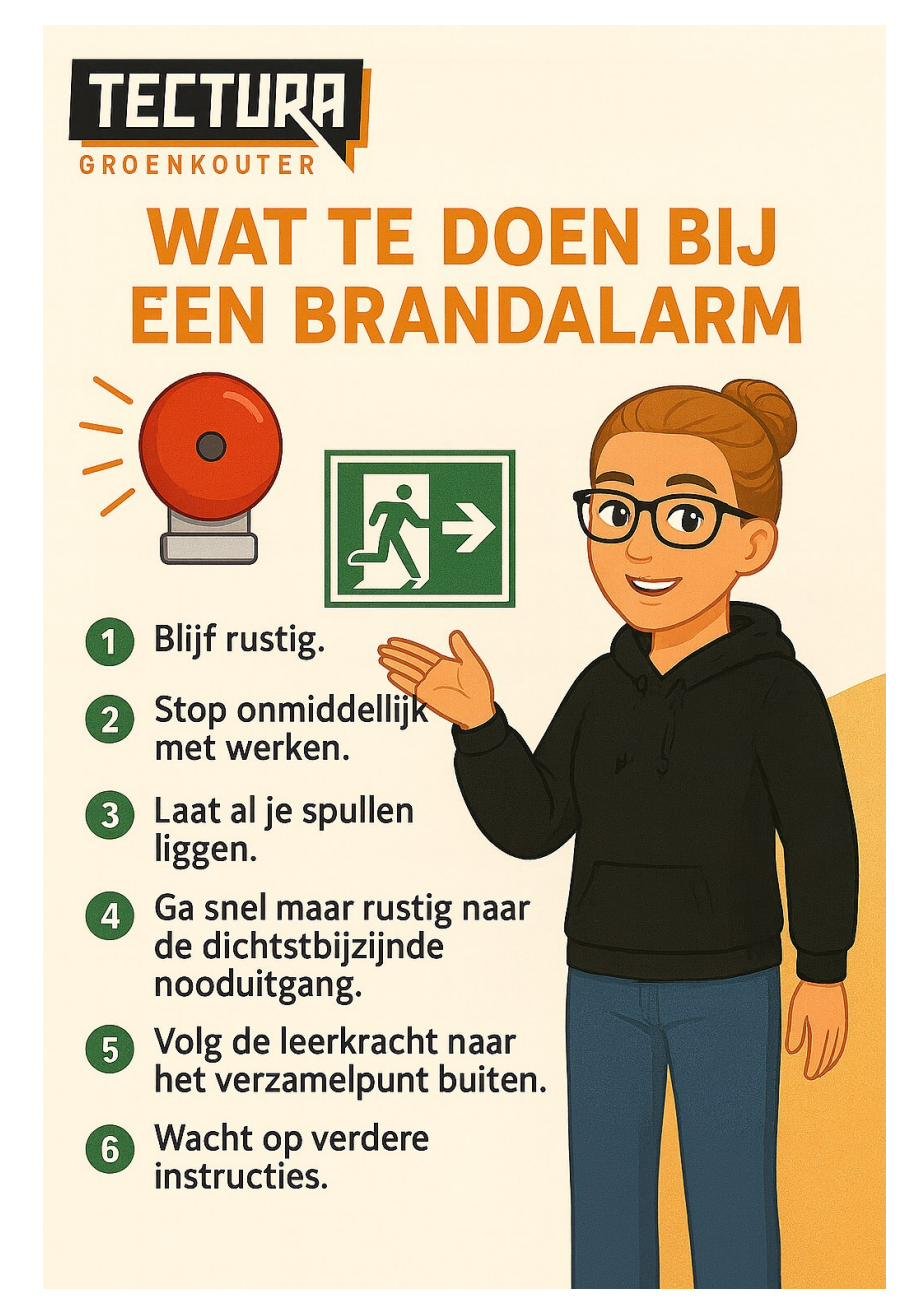 Poster: wat te doen bij een brandalarm