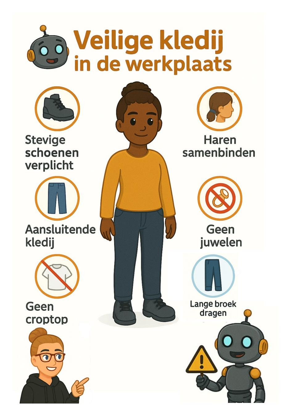 Poster: veilige kledij in de werkplaats